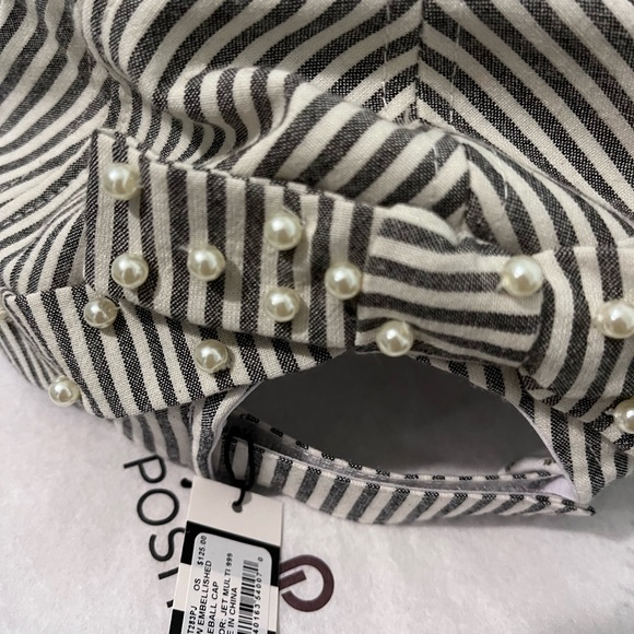 LELE SADOUGHI NWT AUTHENTIC JET SEERSUCKER BOW EMBELLISHED BASEBALL CAP main image 14